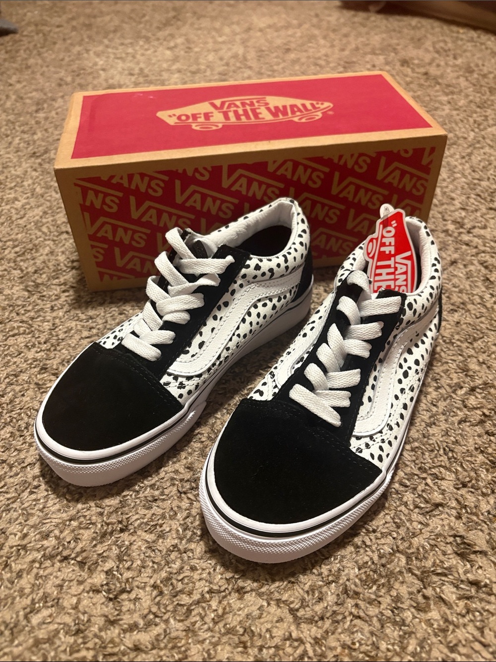 Vans Kids Black & White Dalmatian-Print Old Skool Sneakers
